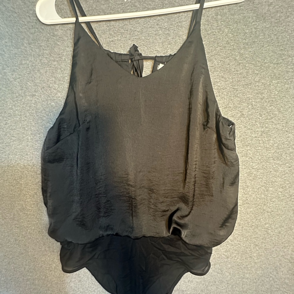 Blu Pepper Sleek Black Bodysuit Med